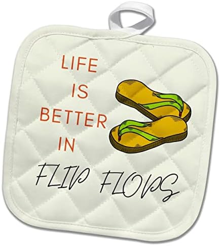 A imagem 3drose de Flipflopd com uma vida de texto é melhor em chinelos - Potholders