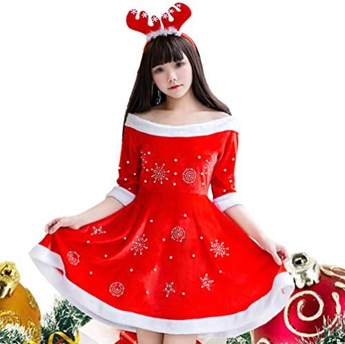 Besportble Papai Noel Fantas de Natal Captador de fantasia e conjunto de vestidos mostra fantasia feminino de Natal Papai