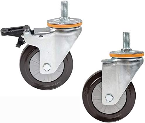 Redes de giro giratória de 4 * 100 mm Rodas de borracha giratória caules Casters pesados ​​industriais com freio,