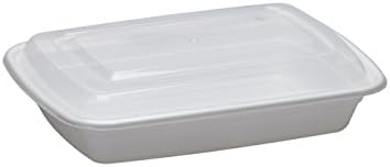 SafePro 28 oz. Contêiner de microondas retangulares brancas com tampa transparente, lancheira bento, recipientes