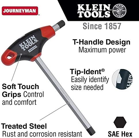 Klein Tools JTH6E07 Chave hexadecimal de 7/64 polegadas, Handle T Journeyman, 6 polegadas