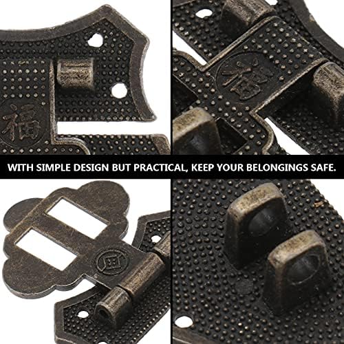 Decoração vintage do doitool 4pcs antiguidade vintage hasp gaveta armário de madeira jóias caixa de jóias hasp buckle feche para estojo baú de estilo europeu caixa de bugigina decoração caixa de jóias vintage