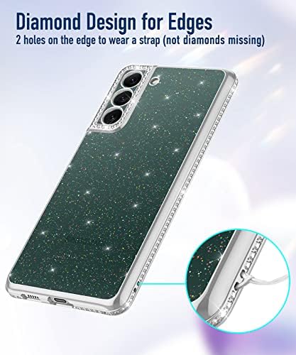OCYCLONE PARA SAMSUNG Galaxy S22 Caixa, Tampa de para -choque de diamante com brilho transparente com proteção contra câmeras de brilho