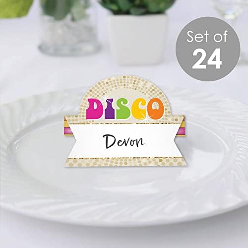 Big Dot of Happiness 70's Disco - 1970 Disco Fever Party Buffet Cartão - Configuração da tabela Nome de lugar Cards - Conjunto