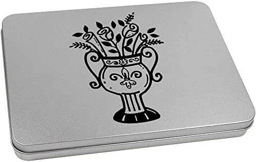 Flores de Azeeda 220mm 'em vaso' Metal Hinged Tin/Storage Box