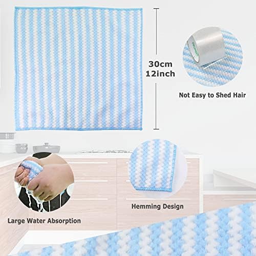 Pano de limpeza de microfibra absorvente toalhas de cozinha panos de panos laváveis ​​12 × 12in 10 pacote reutilizável