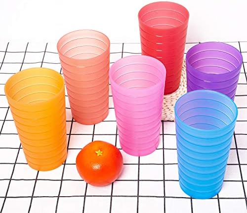 Kx-ware misto drinkwarware 22 onças de copos de plástico/copos de bebida/copos de festa/copos de chá gelados, conjunto de 12 multicoloria