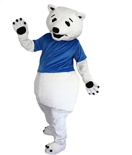 Fantas de desenho animado de urso branco mascote de luxuoso com máscara para adultos para festas de cosplay Vestido