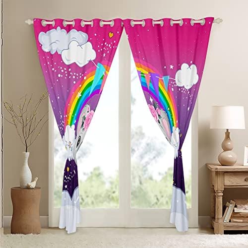 Cortinas de meninas erosébridas 38x54, cortinas de blecaut de coala de arco -íris para crianças crianças, cortinas e