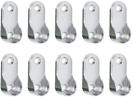 Risbay 10pcs 50mmx22mm Silver Zinc Alloy Blackets Suports de armário de armário para haste de 19 mm
