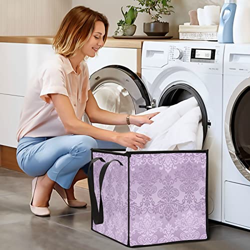 Purple Bin Floral Storage Bin Belra de brinquedo cesto de armazenamento de brinquedos cesta de lavanderia cesto de berçário à prova d'água com alças para berçário de garotas garotas meninos roupas de roupa de roupa