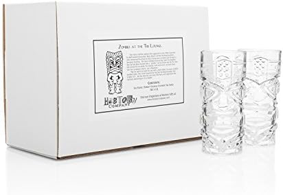 History Company Classic Tiki Glass 2 Peça Conjunto para coquetéis tropicais