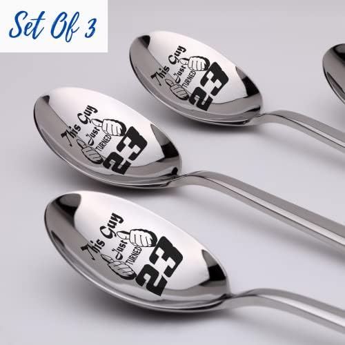 Homens, esse cara acabou de completar 23 anos, 23 anos, nascido em 1998 1999 8 ICNH Coffee Spoon | Conjunto de 3 colher de sobremesa