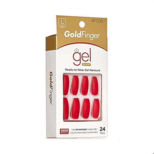 Gold de dedo dourado unhas Gel Glam pronta para usar unhas longas em gel de gel