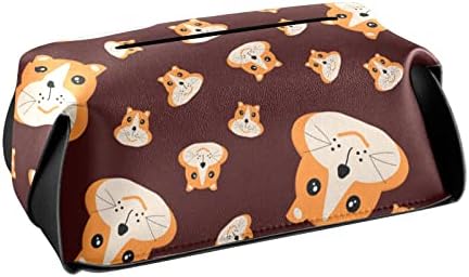Caixa de lapidação fox de raposa capa de lapidação de couro retangular de couro com dispensador de tecido facial da alça