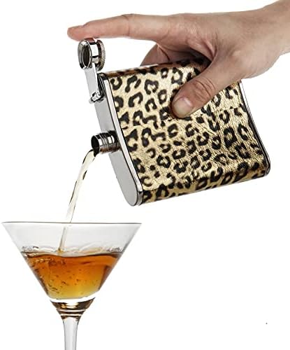 Faltas com estampa de leopardo para bebidas para bebidas Funny Funnyled-Frasco de aço inoxidável com capa de PU metalic 7oz