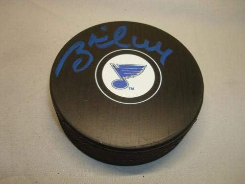 Brett Hull assinou o St. Louis Blues Hockey Puck autografado PSA/DNA COA 1E - Pucks autografados da NHL