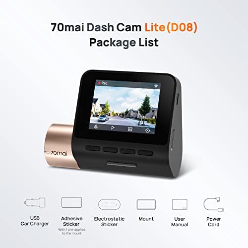 70MAI Dash Cam Lite, 1080p Full HD, câmera de painel inteligente para carros, Sony IMX307, Sensor G integral, 130 ° de largura de largura,