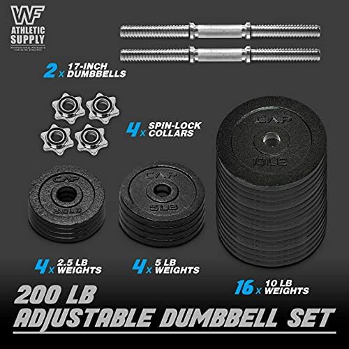 Caphaus Dumbbells Ajustável, 20lb, 25lb, 30 lb, 52,5 lb e 100lb Opções, equipamentos de fitness para academia em