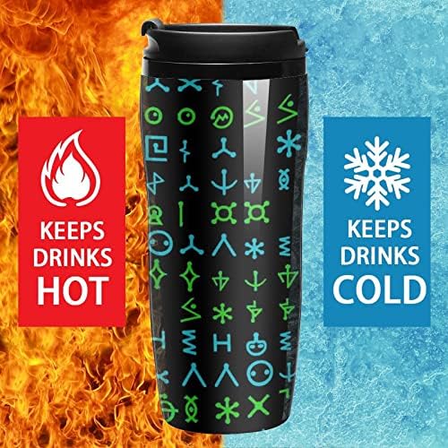 Alien Hieróglifos Símbolos Copos de Ceito com tampas Tumbler Isolado Tumbler Copa Reutilizável Caneca para bebidas de água de café