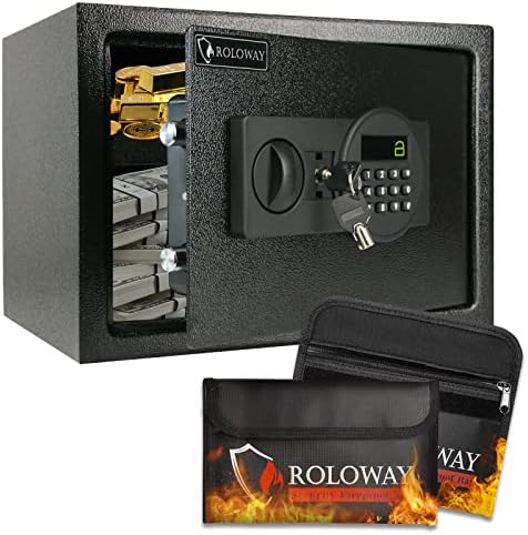 Roloway Steel Money Safe Caixa para casa com bolsa de dinheiro à prova de fogo para dinheiro seguro escondido, cofre de segurança