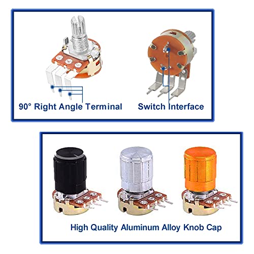 Alamscn 3pcs B1K potenciômetro + 3pcs liga de liga, variação linear de giro único potencial pane