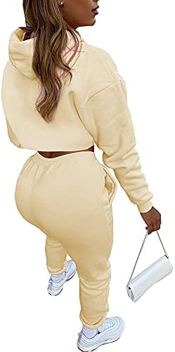 Acelyn Womens Sexy 3 pedaços de trajes de pinça de manga longa Capuz de manga longa + tanque + calça de corrida