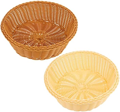 Zerodeko 2pcs Bestas de pão de tecido imitação imitação cestas de frutas tecidas de frutas de plástico que servem cestas de cestas