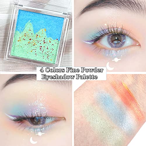 Maquiagem de paleta de sombra de sombra de chameleon cinza azul, rosa vermelha amarela 4 cores Shimmer olhe sombra hipoalergênica à prova d'água duradoura Paletas de sombras coloridas para mulher para mulher