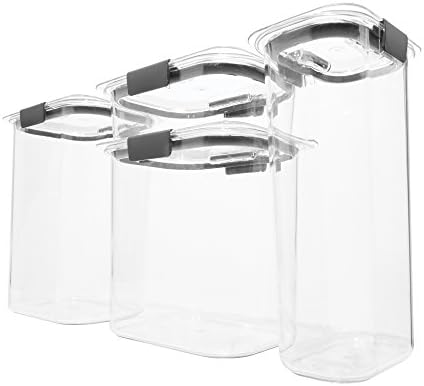 Recipientes de armazenamento de alimentos brilho de 8 peças Rubbermaid, recipiente de armazenamento de alimentos transparentes/cinza e cinza e brilho, plástico sem bPA, pequeno, 4 peças