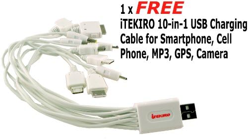 Kit de carregador de bateria de carro de parede AC ITEKIRO para SANYO DMX-HD2000GX + ITEKIRO 10 em 1 Cabo de carregamento USB