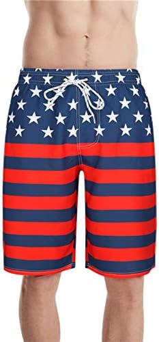 4 de julho de tiro clássico masculino de tiro curto bandeira americana estampada shorts de praia de verão com bolsos