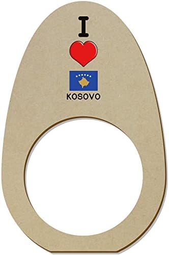 Azeeda 5 x 'eu amo Kosovo' Ringos/suportes de guardanapo de madeira