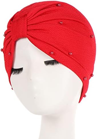 Gorro para mulheres pérolas turbano étnico Headwrap