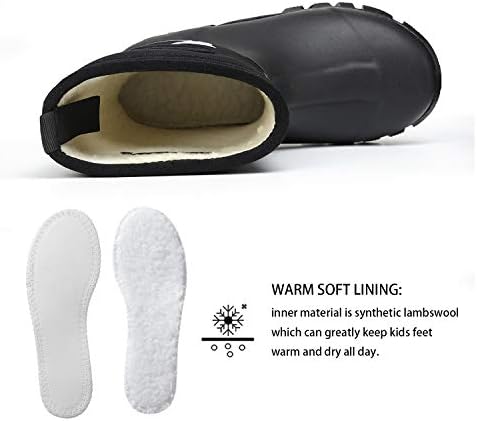 8 fãs Kids Botas de borracha de pesca à prova d'água Neoprene Inverno Botas de chuva de neve com forros quentes para