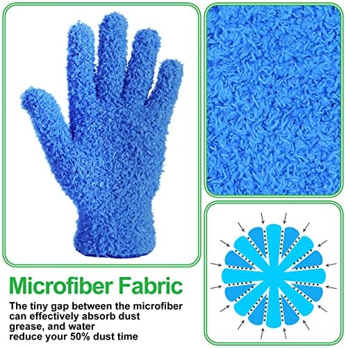 Janmercy 60 peças Luvas de pó de microfibra Luvas de limpeza de poeira Difícil para alcance as luvas de ferramentas para limpeza de