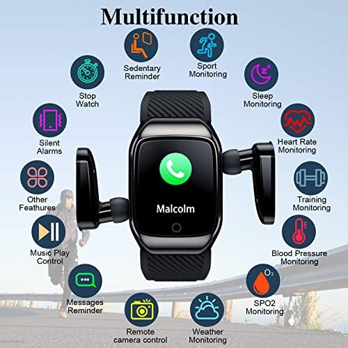 pulseira de relógio inteligente CJC com fones de ouvido Bluetooth, pulseira de atividades de rastreamento de fitness de 2 em 1