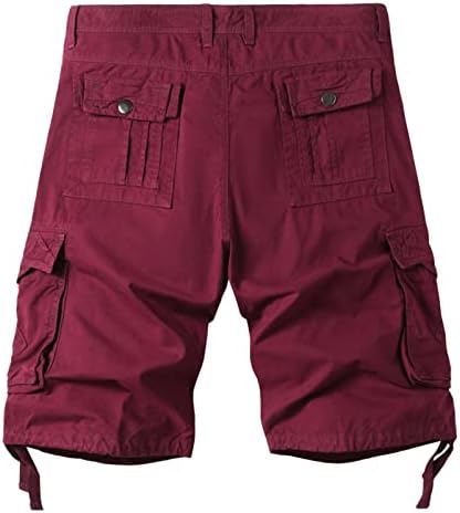 Shorts masculinos casuais, shorts de carga masculinos relaxados encaixam curto de algodão de algodão de vários bolsos