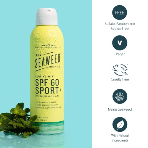 The Seaweed Bath Co. Refrigeração Mist SPF 60 Esporte Broad Spectrum Sussp spray, 6 onças, algas ricas em nutrientes,