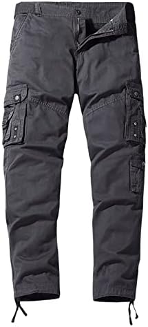 Calças de carga ajustadas para homens para homens calças casuais calças de calça com várias bolso de cor sólida de cor sólida