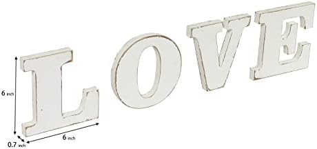 Sinal de amor de madeira branca rústica para a mesa de casamento, parede pendurada sinais de amor vintage para decoração