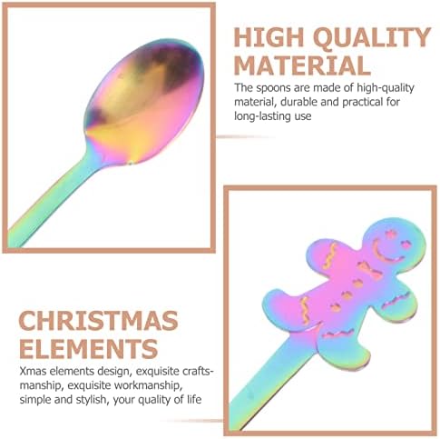 Cabilock 2 sets colher color color metal açúcar de mistura decoração natal elementos criativos cafeton desenho animado de Natal Dining