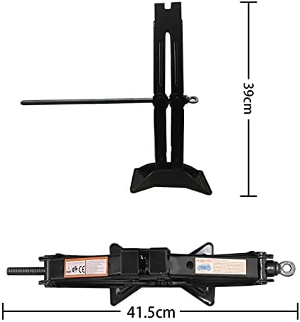 Jack de tesoura de aço preto, 2 toneladas de capacidade, base de tamanho grande com alça de manivela, para pneu SUV/MPV