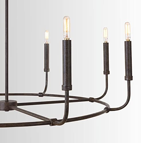 Iluminação de capital 432882mi Colby Urban/Industrial Ring lustre, 8 luzes 480 Watts, 30 h x 38 W, Mineral Brown