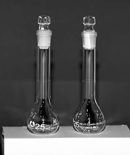 Flask volumétrico de 25 ml, classe A, rolha de vidro, 12 contagem por caixa