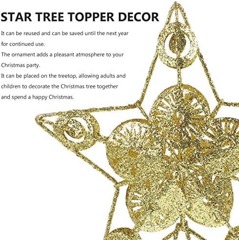 Aboofan Christmas Star Tree Tree Glitter Metal Metal Xmas Star Treetop Rústico Fazenda Fazia Férias Estrela Treça