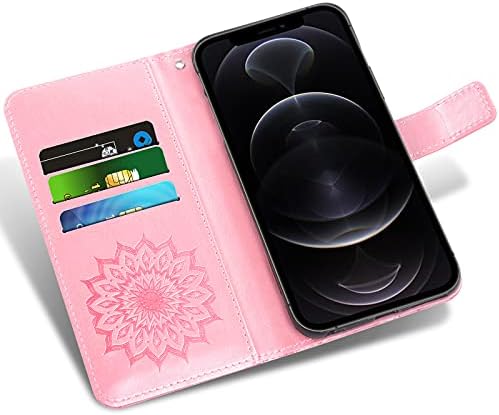 Caixa de telefone para iPhone 12 Pro Max 6.7 Casos de carteira com protetor de tela de vidro temperado e suporte para cartão de capa