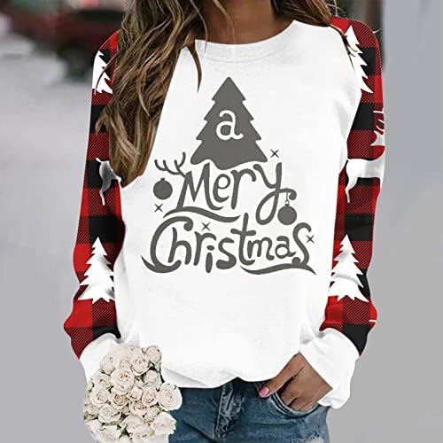 Sorto de Sweetshirts Fandream Mulheres Trendy Feliz Natal Camisetas pescoço espessando PLUS TAMANHO MULHER