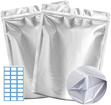 Yehaahaa 52 PCs 7x10 polegadas Mylar Bags Extra espessa, 9,84 mil, Mylar Bags para armazenamento de alimentos, sacos de ziplock Mylar selvage para armazenar alimentos desidratados, grãos, nozes