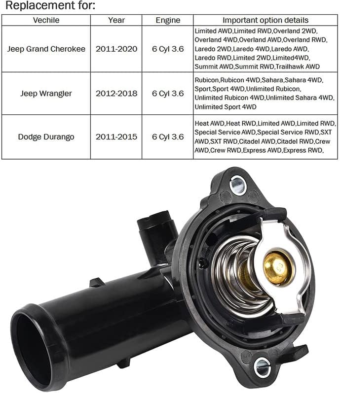 Betrong 05184651AF Conjunto de carcaça do termostato compatível com 2011-2015 Durango | 2011-2020 Grand Cherokee